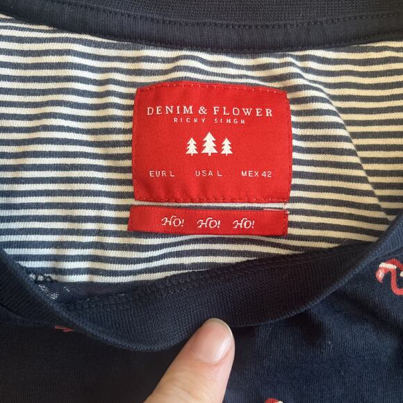 Denim & Flower By Ricky Singh T-shirt Holiday Flamingo Men Size L Santacore - Picture 2 of 9